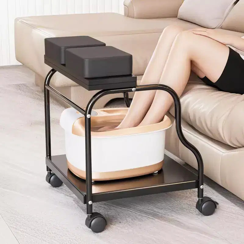 Karl Home Black Portable Foot Bath Pedicure Trolley Cart with Foldable Board