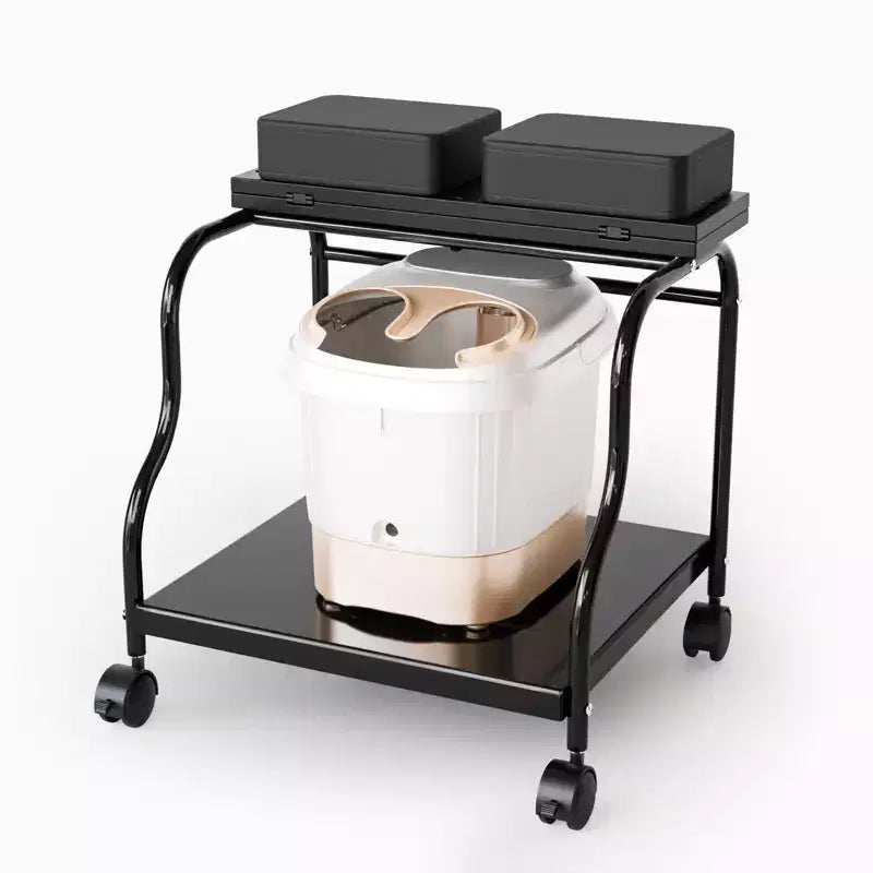 Karl Home Black Portable Foot Bath Pedicure Trolley Cart with Foldable Board