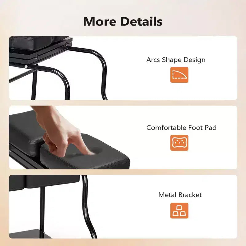 Karl Home Black Portable Foot Bath Pedicure Trolley Cart with Foldable Board