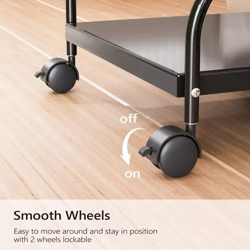 Karl Home Black Portable Foot Bath Pedicure Trolley Cart with Foldable Board