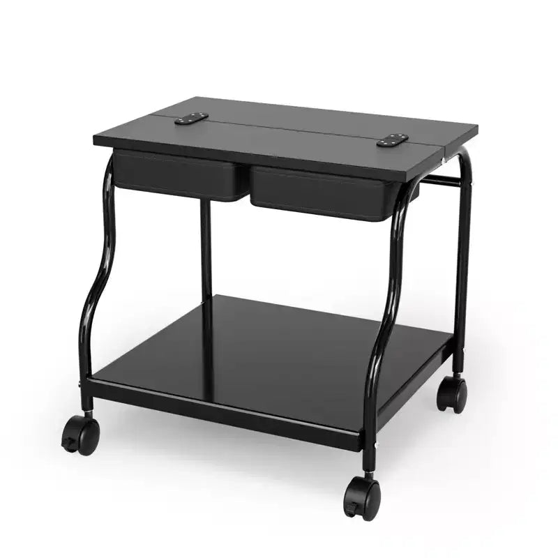 Karl Home Black Portable Foot Bath Pedicure Trolley Cart with Foldable Board