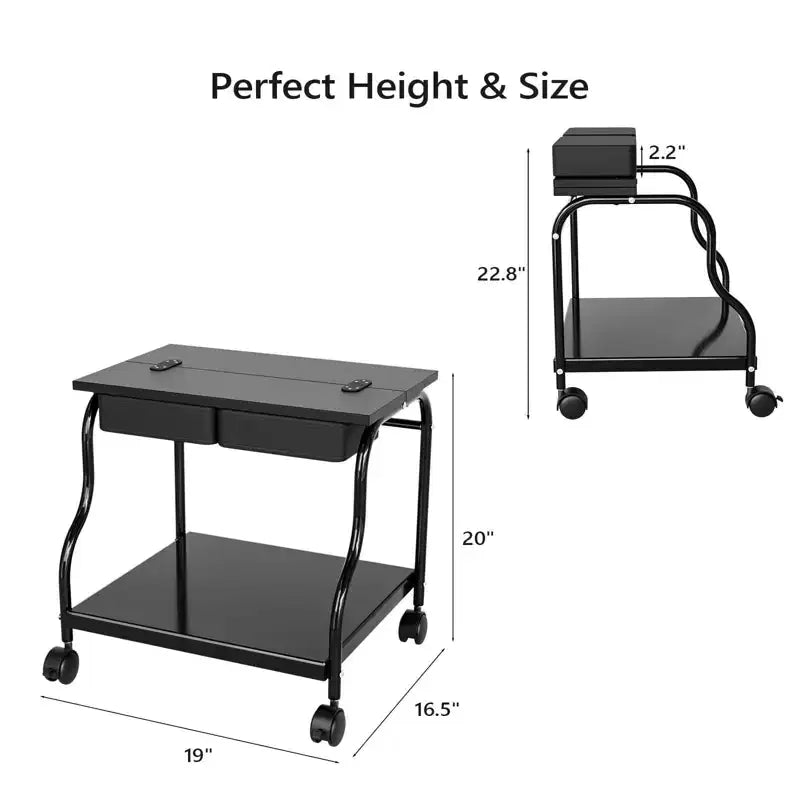 Karl Home Black Portable Foot Bath Pedicure Trolley Cart with Foldable Board