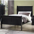 Okak 41 Twin Sleigh Bed Solid Wood Youth Bed Frame with Headboard/Footboard, Low Profile Safe Design for Kids Room, Black