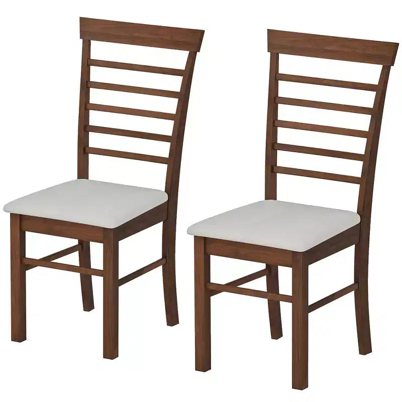 HOMCOM Wooden Dining Chairs Set, Farmhouse Upholstered Kitchen Chairs with Rubber Wood Frame for Living Room, Dining Room