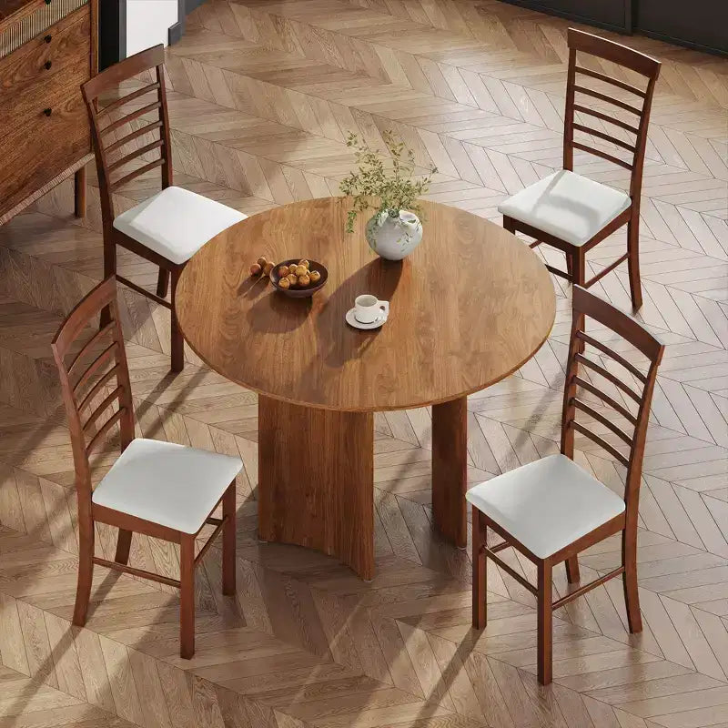 HOMCOM Wooden Dining Chairs Set, Farmhouse Upholstered Kitchen Chairs with Rubber Wood Frame for Living Room, Dining Room