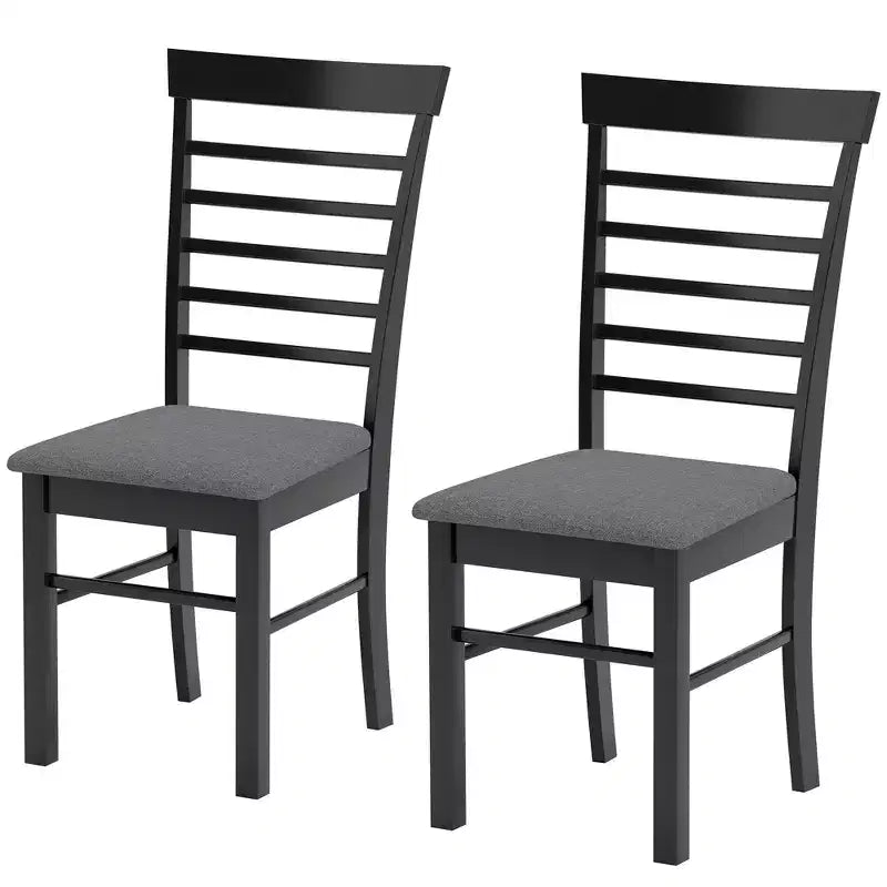 HOMCOM Wooden Dining Chairs Set, Farmhouse Upholstered Kitchen Chairs with Rubber Wood Frame for Living Room, Dining Room