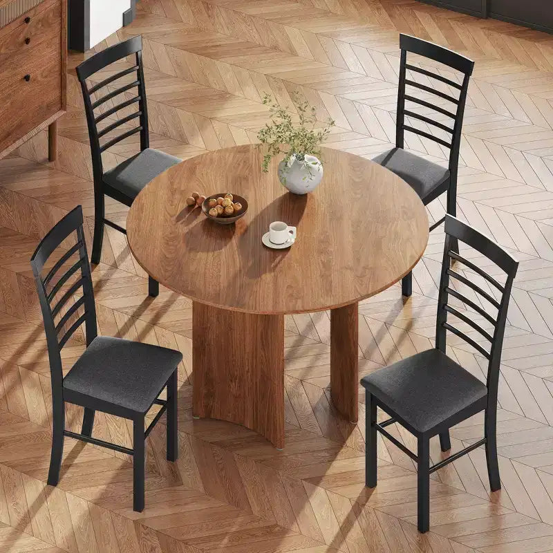 HOMCOM Wooden Dining Chairs Set, Farmhouse Upholstered Kitchen Chairs with Rubber Wood Frame for Living Room, Dining Room