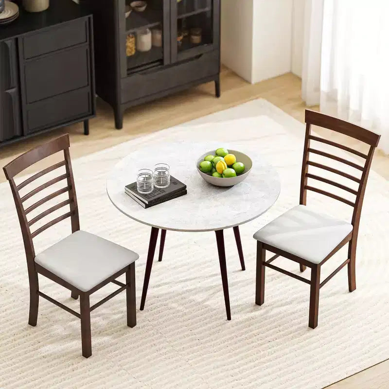 HOMCOM Wooden Dining Chairs Set, Farmhouse Upholstered Kitchen Chairs with Rubber Wood Frame for Living Room, Dining Room