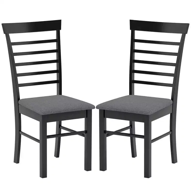 HOMCOM Wooden Dining Chairs Set, Farmhouse Upholstered Kitchen Chairs with Rubber Wood Frame for Living Room, Dining Room