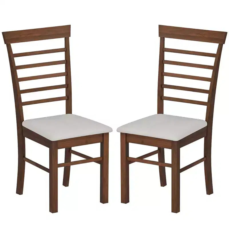 HOMCOM Wooden Dining Chairs Set, Farmhouse Upholstered Kitchen Chairs with Rubber Wood Frame for Living Room, Dining Room