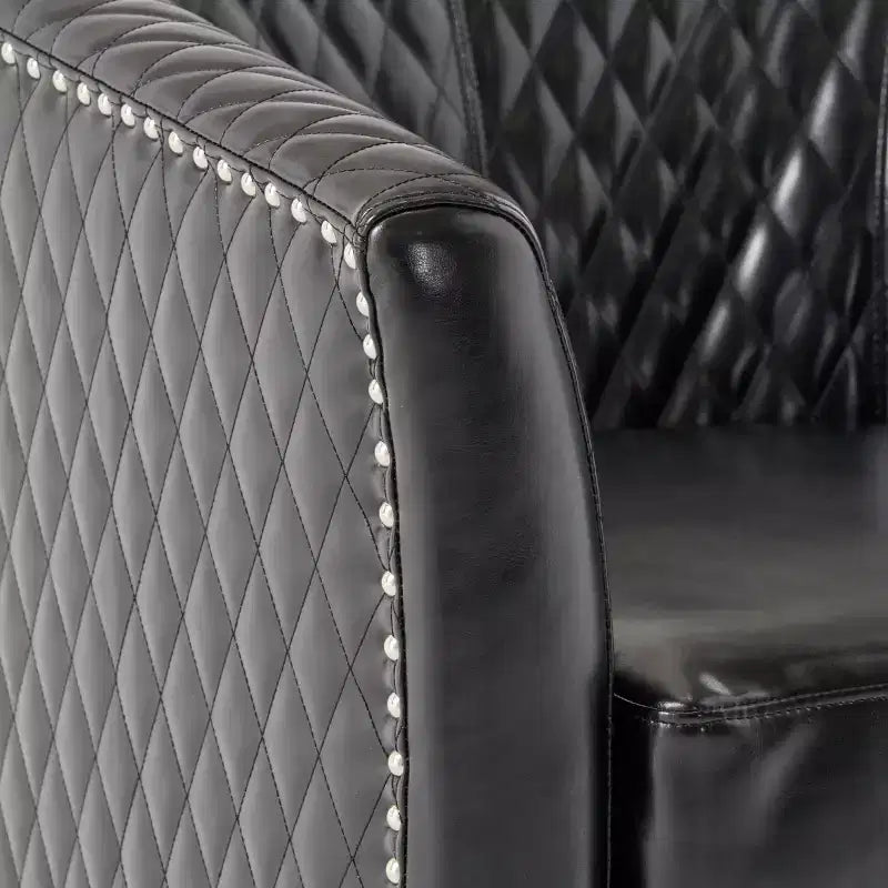 Christopher Knight Home Chelsea Contemporary Bonded Leather Tub Club Chair with Nailhead Trim and Diamond Stitch