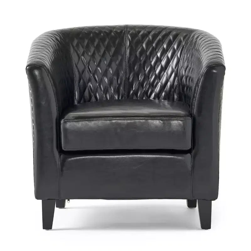 Christopher Knight Home Chelsea Contemporary Bonded Leather Tub Club Chair with Nailhead Trim and Diamond Stitch