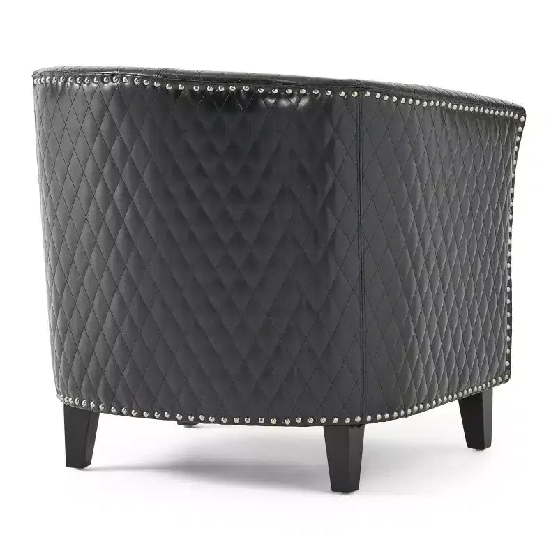 Christopher Knight Home Chelsea Contemporary Bonded Leather Tub Club Chair with Nailhead Trim and Diamond Stitch