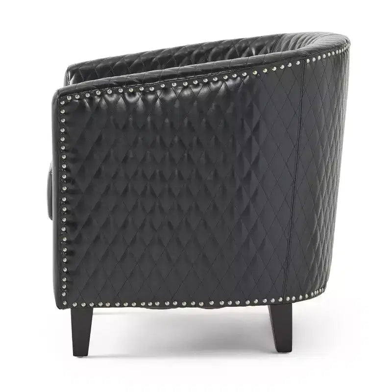 Christopher Knight Home Chelsea Contemporary Bonded Leather Tub Club Chair with Nailhead Trim and Diamond Stitch