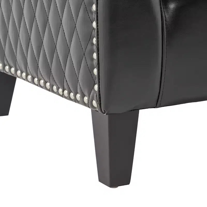 Christopher Knight Home Chelsea Contemporary Bonded Leather Tub Club Chair with Nailhead Trim and Diamond Stitch