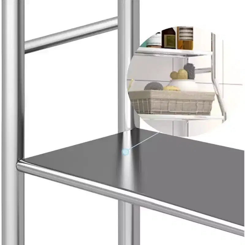 2-Tier Floor-Standing Over Toilet Storage Cabinet, Metal Bathroom Organizer with Removable Towel Hooks and Toilet Paper Holder