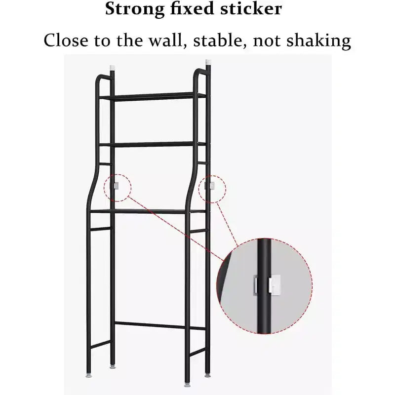 2-Tier Floor-Standing Over Toilet Storage Cabinet, Metal Bathroom Organizer with Removable Towel Hooks and Toilet Paper Holder