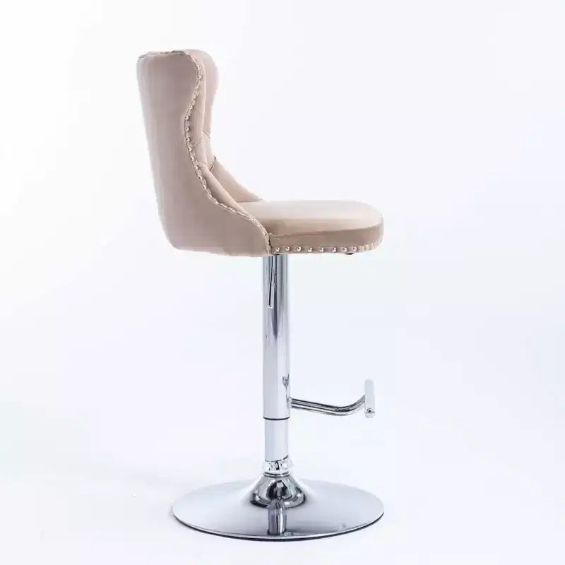 Bar Stools Set of 2 Armless 360 Swivel Barstools Adjusatble Height 22-25 in Velvet Modern Kitchen Counter Height Bar Stools with Silver Plated