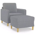 vidaXL Couch Living Room Single Sofa Chair with Footstool Light Gray Fabric