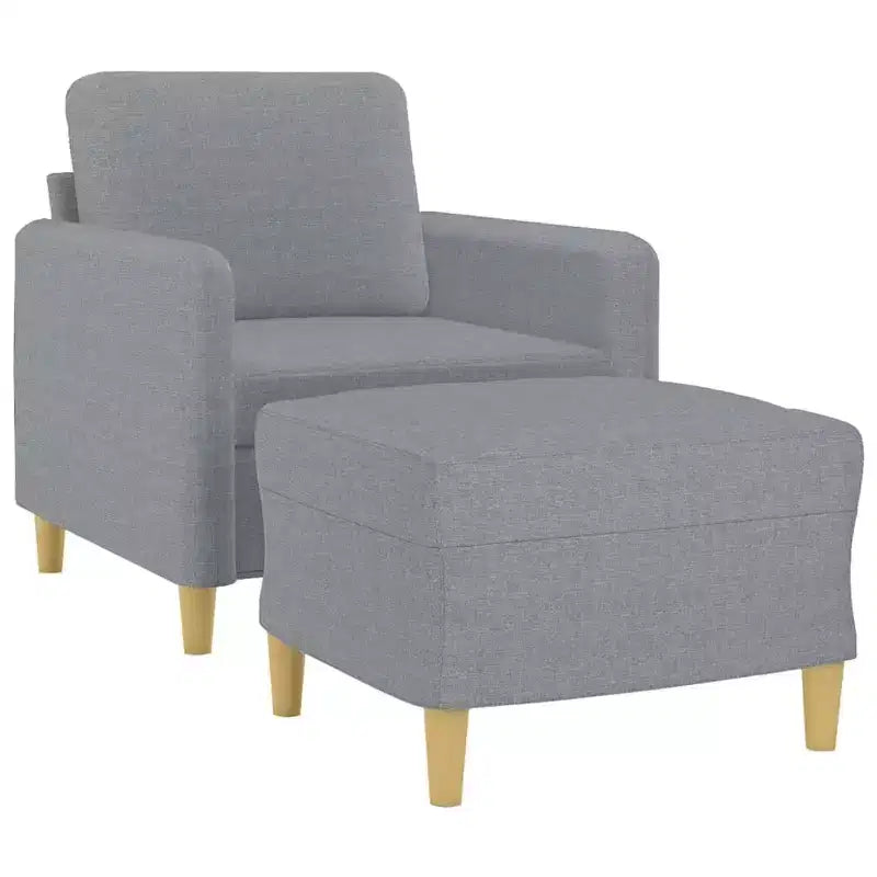 vidaXL Couch Living Room Single Sofa Chair with Footstool Light Gray Fabric