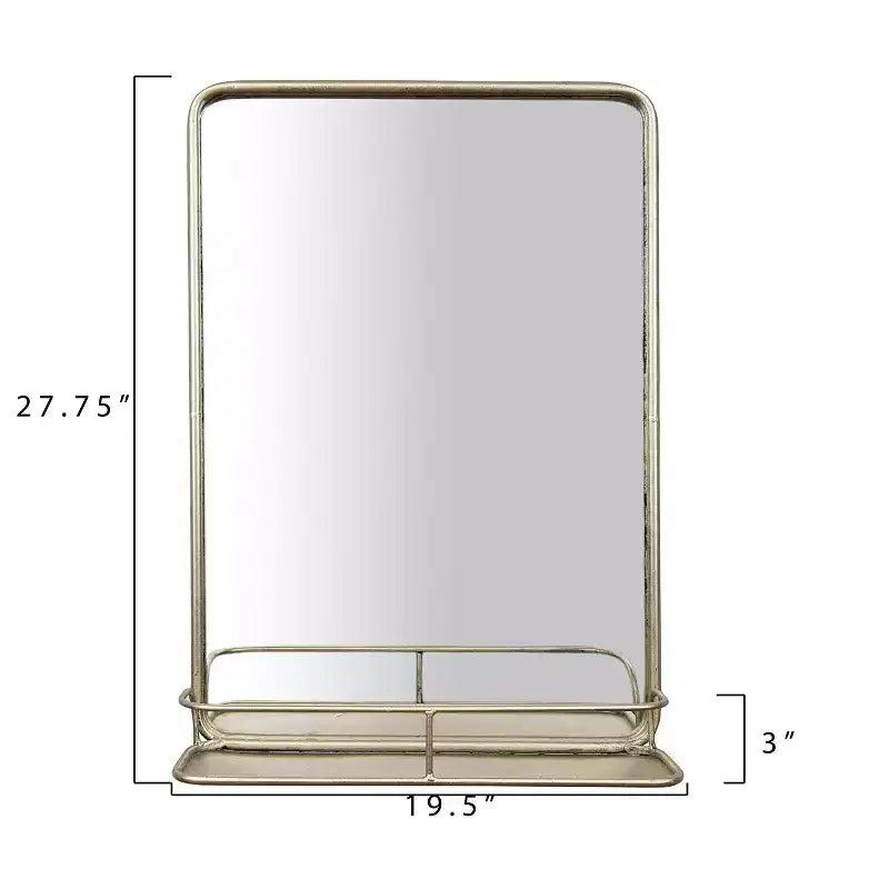 Metal Framed Wall Mirror with Shelf