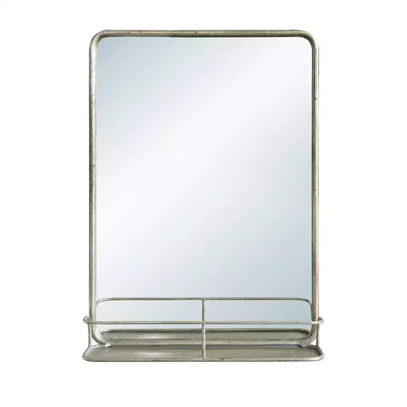 Metal Framed Wall Mirror with Shelf