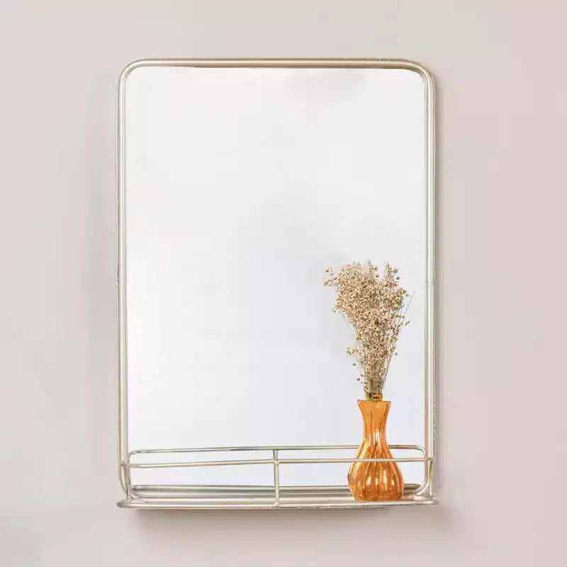 Metal Framed Wall Mirror with Shelf