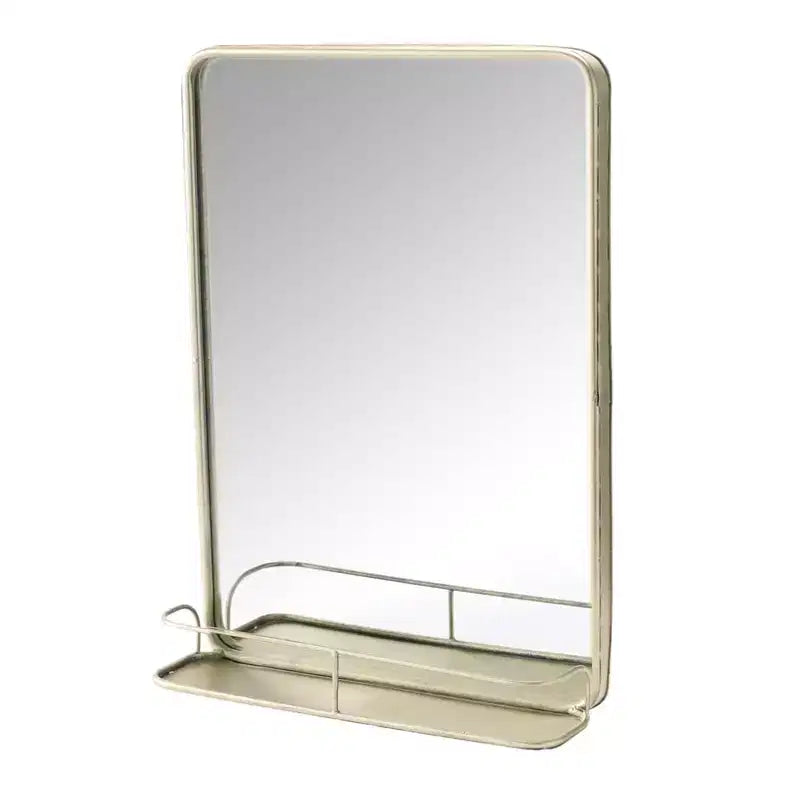 Metal Framed Wall Mirror with Shelf