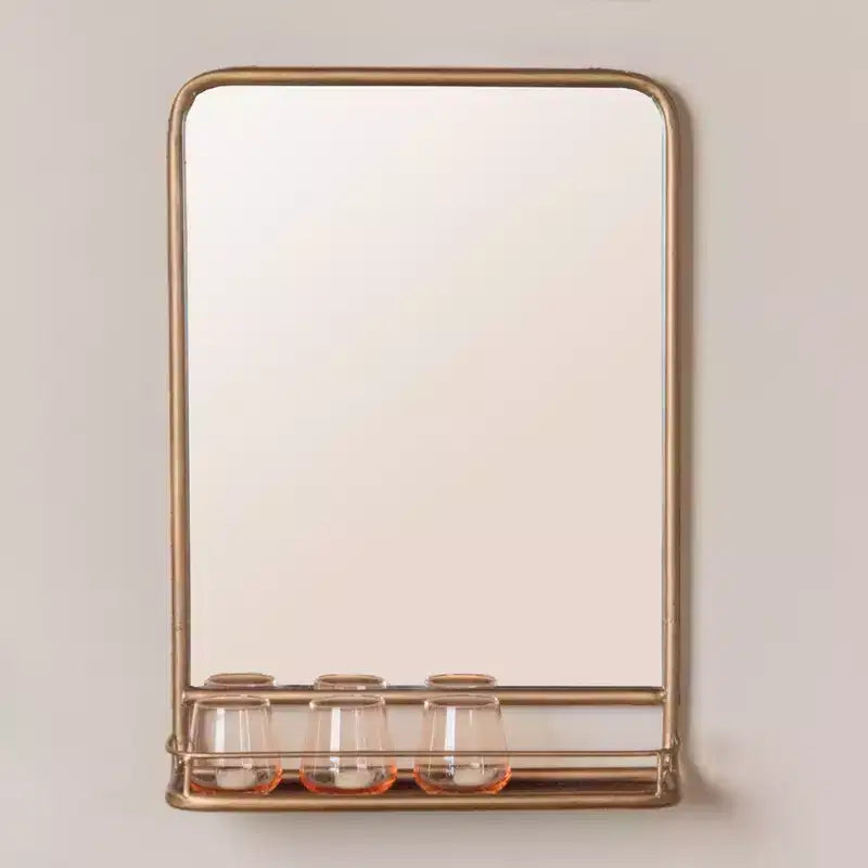 Metal Framed Wall Mirror with Shelf