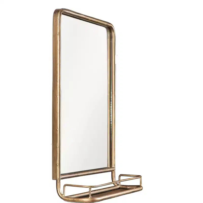Metal Framed Wall Mirror with Shelf