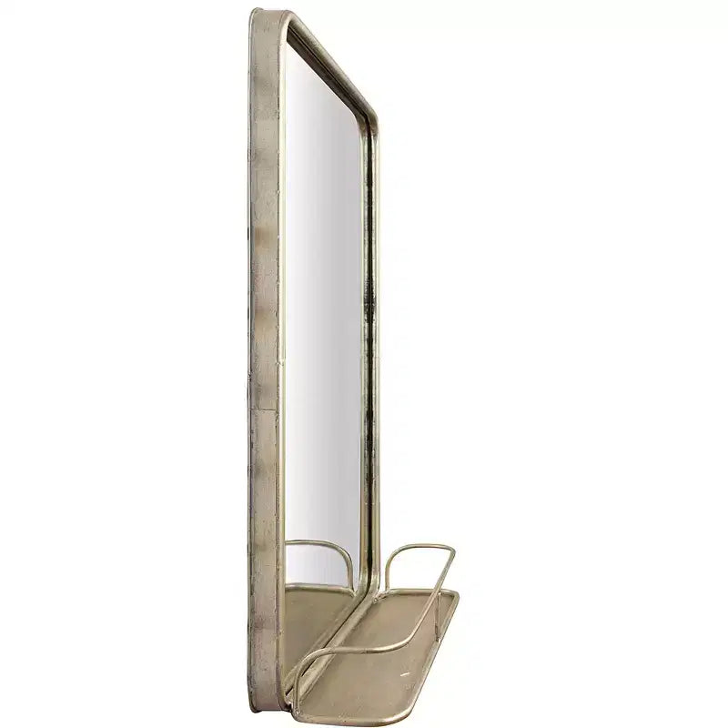 Metal Framed Wall Mirror with Shelf