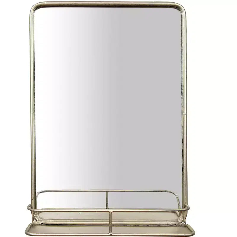 Metal Framed Wall Mirror with Shelf