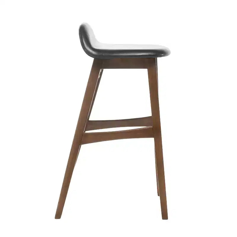 GDFStudio Tenley Mid-Century Modern Upholstered 30.5 Inch Barstools with Rubberwood Legs (Set of 2)