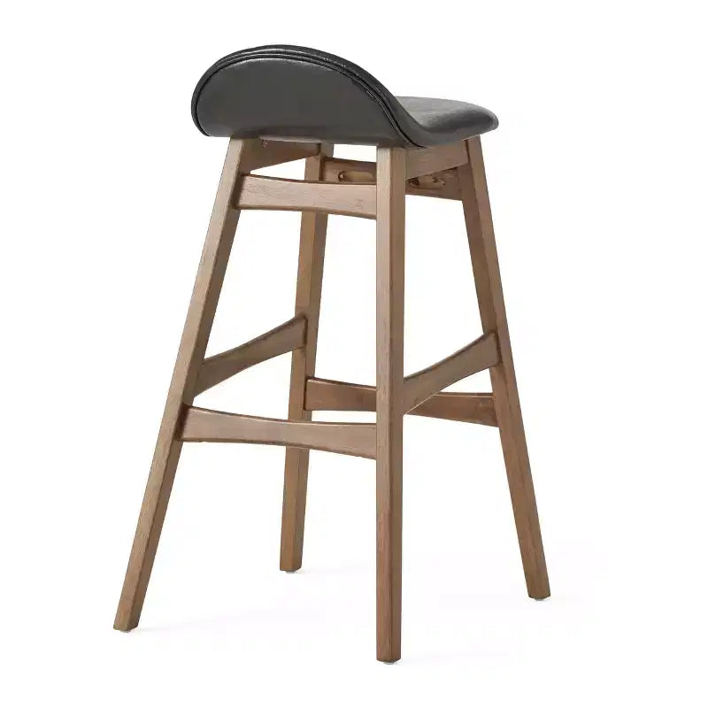 GDFStudio Tenley Mid-Century Modern Upholstered 30.5 Inch Barstools with Rubberwood Legs (Set of 2)