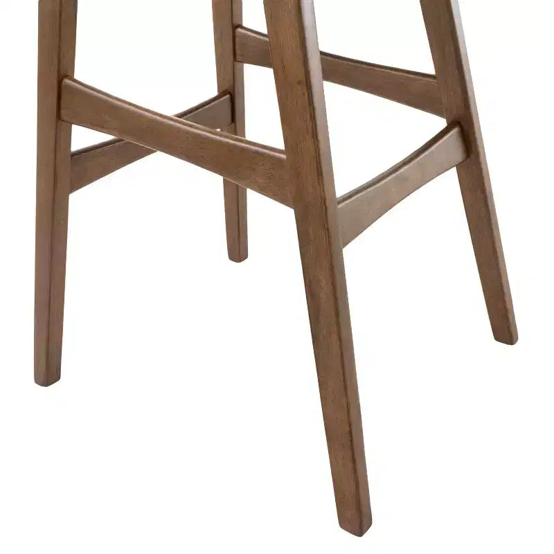 GDFStudio Tenley Mid-Century Modern Upholstered 30.5 Inch Barstools with Rubberwood Legs (Set of 2)