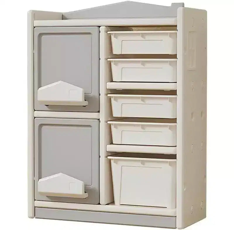 Acekool Kids Toy and Book Storage Shelf, Plastic 2-Tier Organizer Cabinet, Childrens Floor Shelf, Adjustable Book Rack, 36 Height
