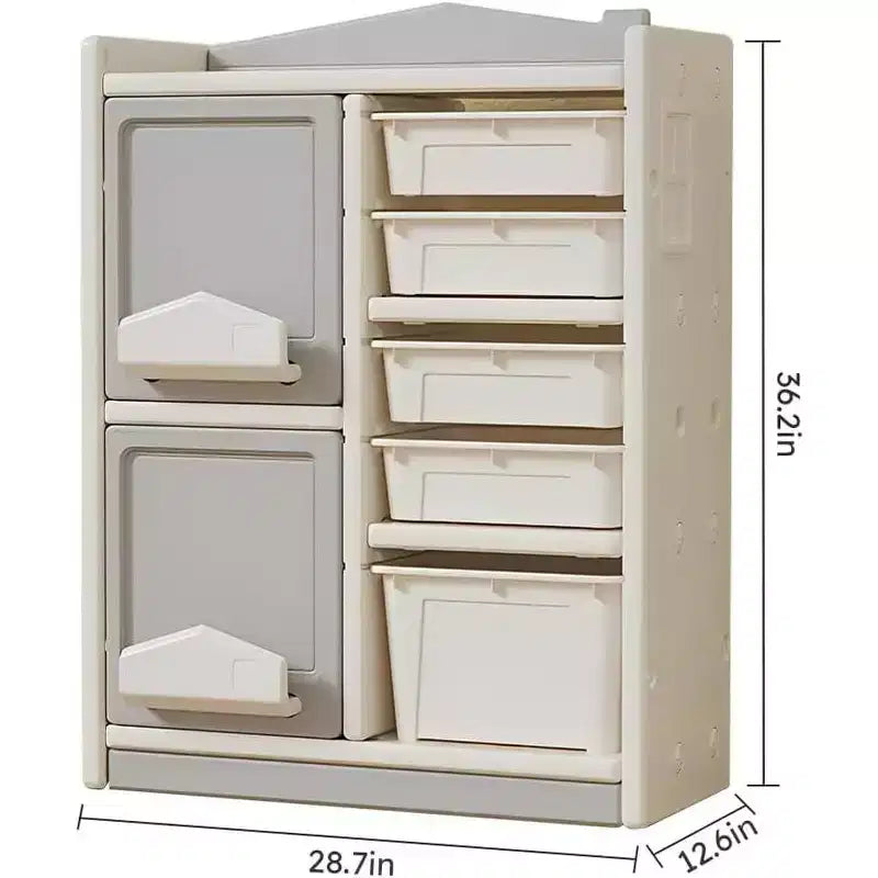 Acekool Kids Toy and Book Storage Shelf, Plastic 2-Tier Organizer Cabinet, Childrens Floor Shelf, Adjustable Book Rack, 36 Height