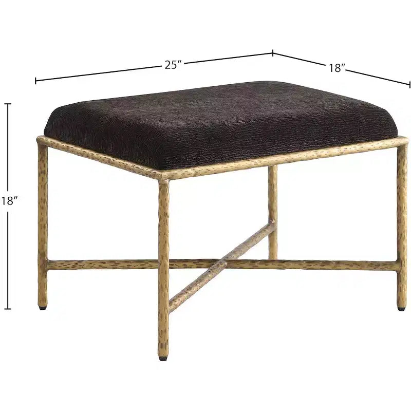 Meridian Furniture,Valley Chenille Fabric Bench