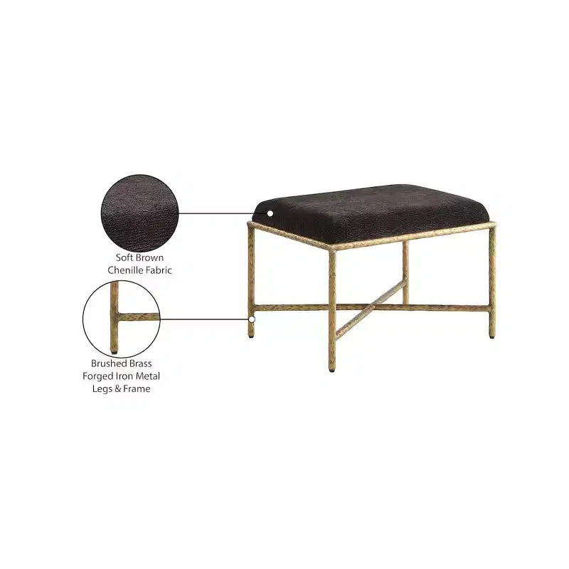 Meridian Furniture,Valley Chenille Fabric Bench