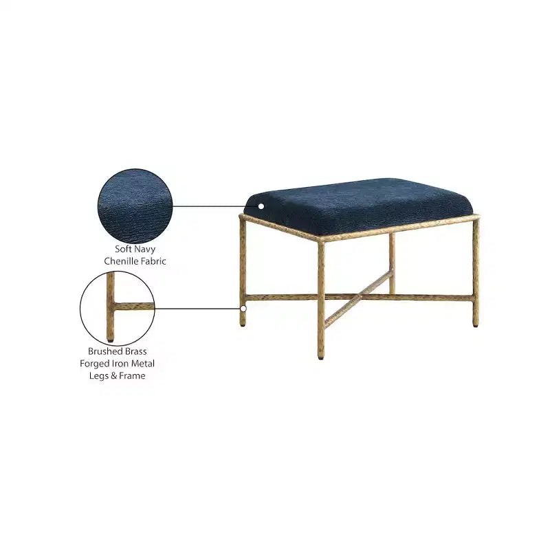 Meridian Furniture,Valley Chenille Fabric Bench