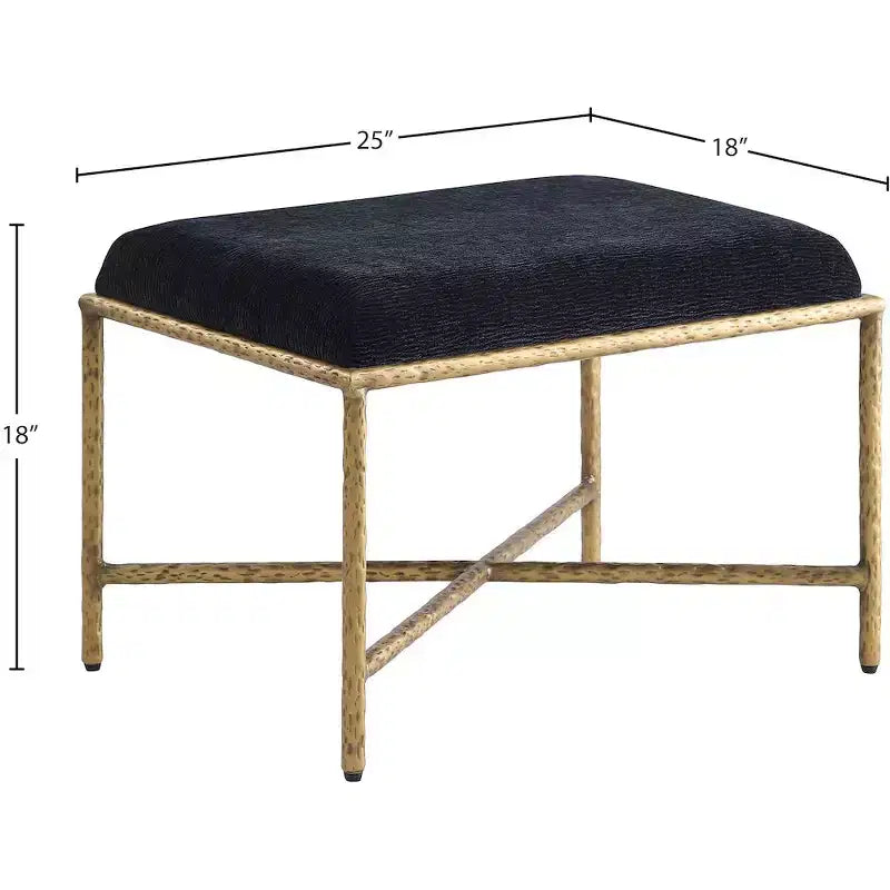 Meridian Furniture,Valley Chenille Fabric Bench