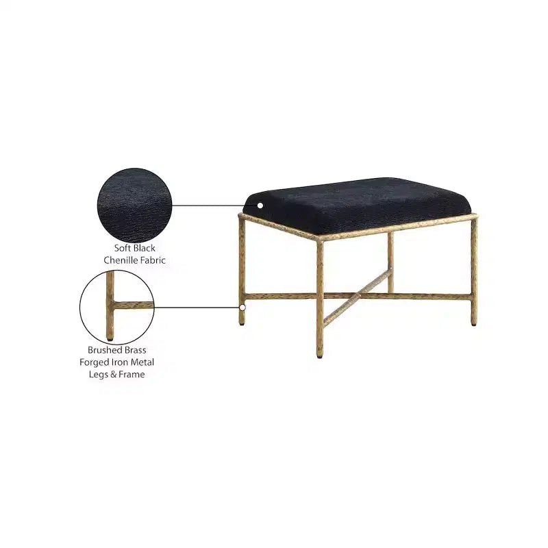 Meridian Furniture,Valley Chenille Fabric Bench