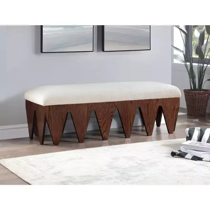 Meridian Furniture,Altair Velour Fur Fabric Bench