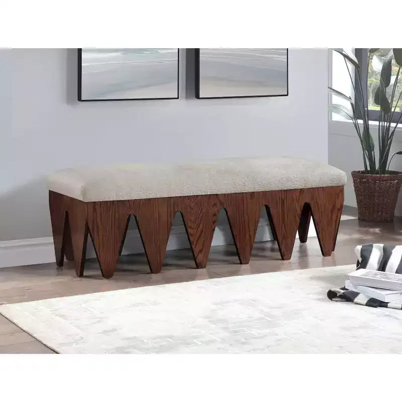 Meridian Furniture,Altair Velour Fur Fabric Bench