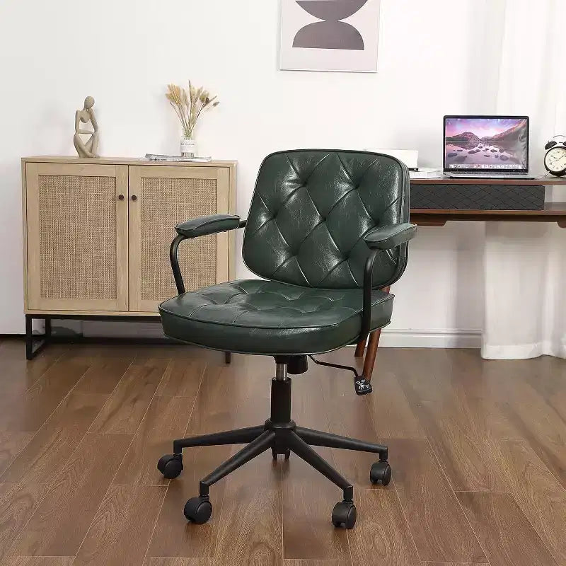 Acekool Adjustable Height Swivel Chair with Armrests - Green Home Office Chair