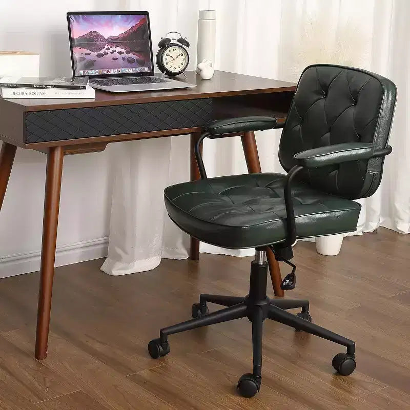 Acekool Adjustable Height Swivel Chair with Armrests - Green Home Office Chair