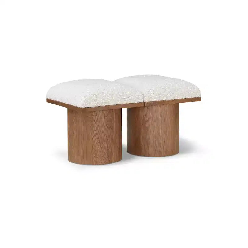 Meridian Furniture,Pavilion Cream Boucle Fabric Bench