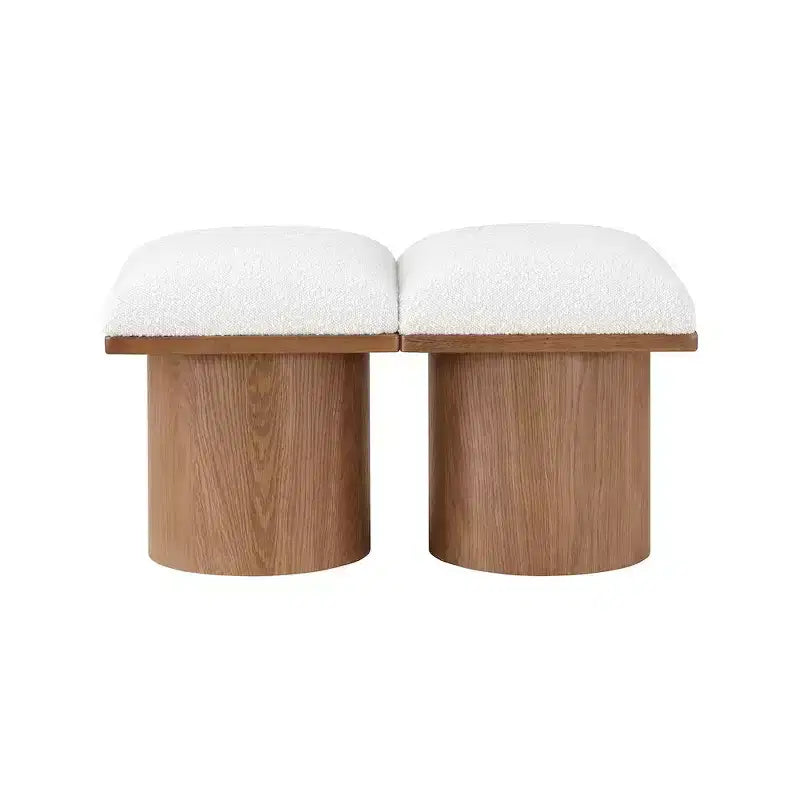 Meridian Furniture,Pavilion Cream Boucle Fabric Bench