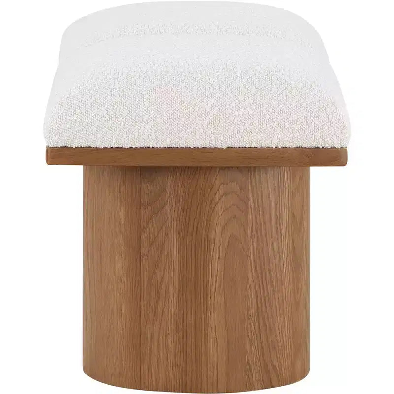 Meridian Furniture,Pavilion Cream Boucle Fabric Bench