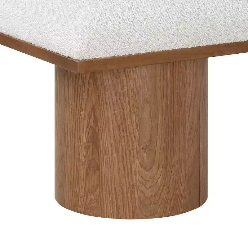 Meridian Furniture,Pavilion Cream Boucle Fabric Bench